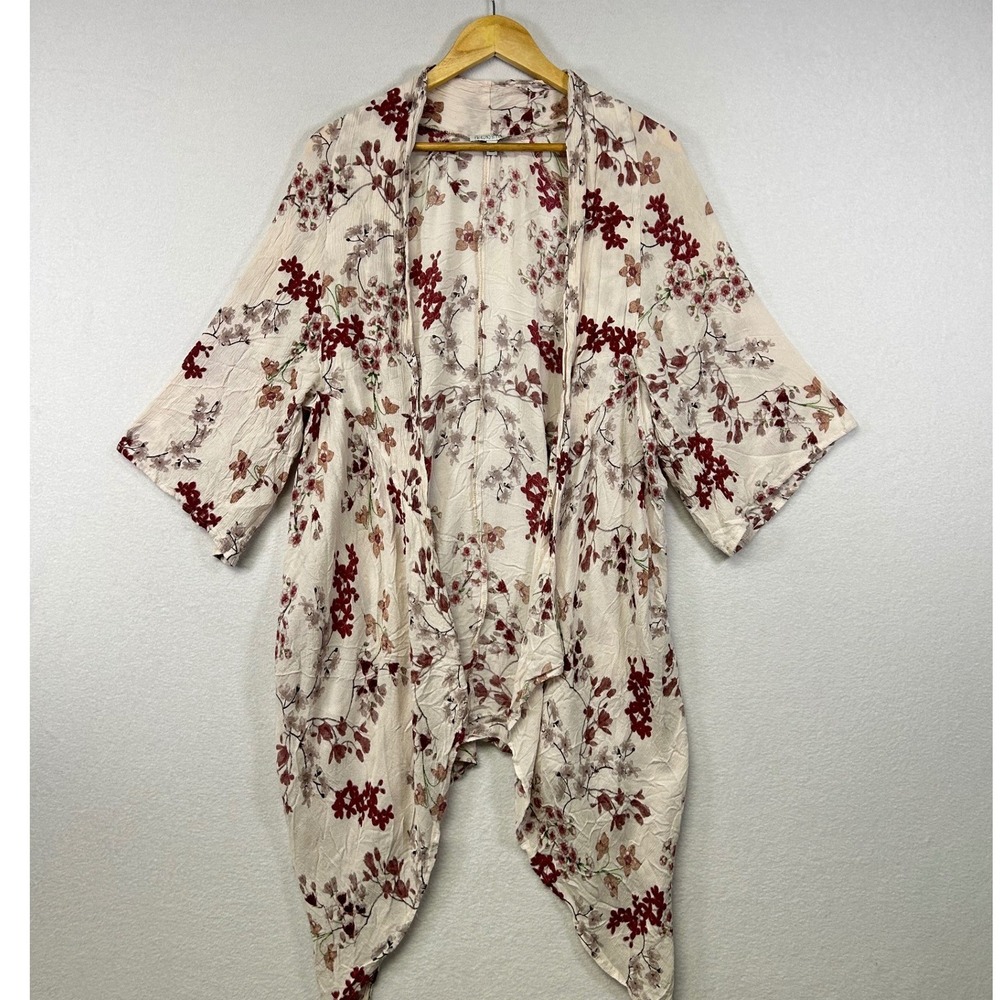 Patrons of Peace Floral Print Kimono Cardigan Lightweight Boho Duster Size S